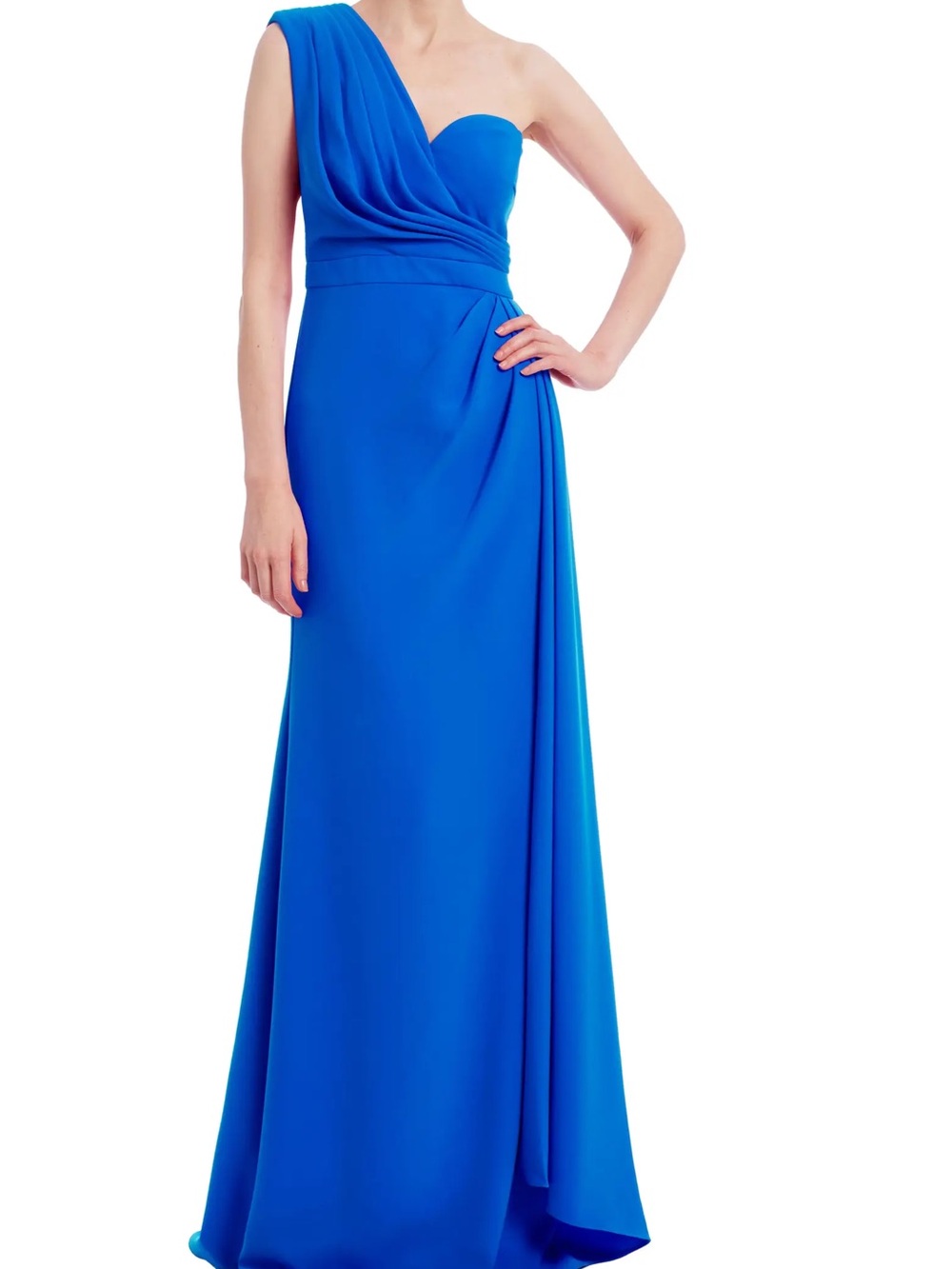 Badgley Mischka One-Shoulder Cobalt Blue Evening Gown